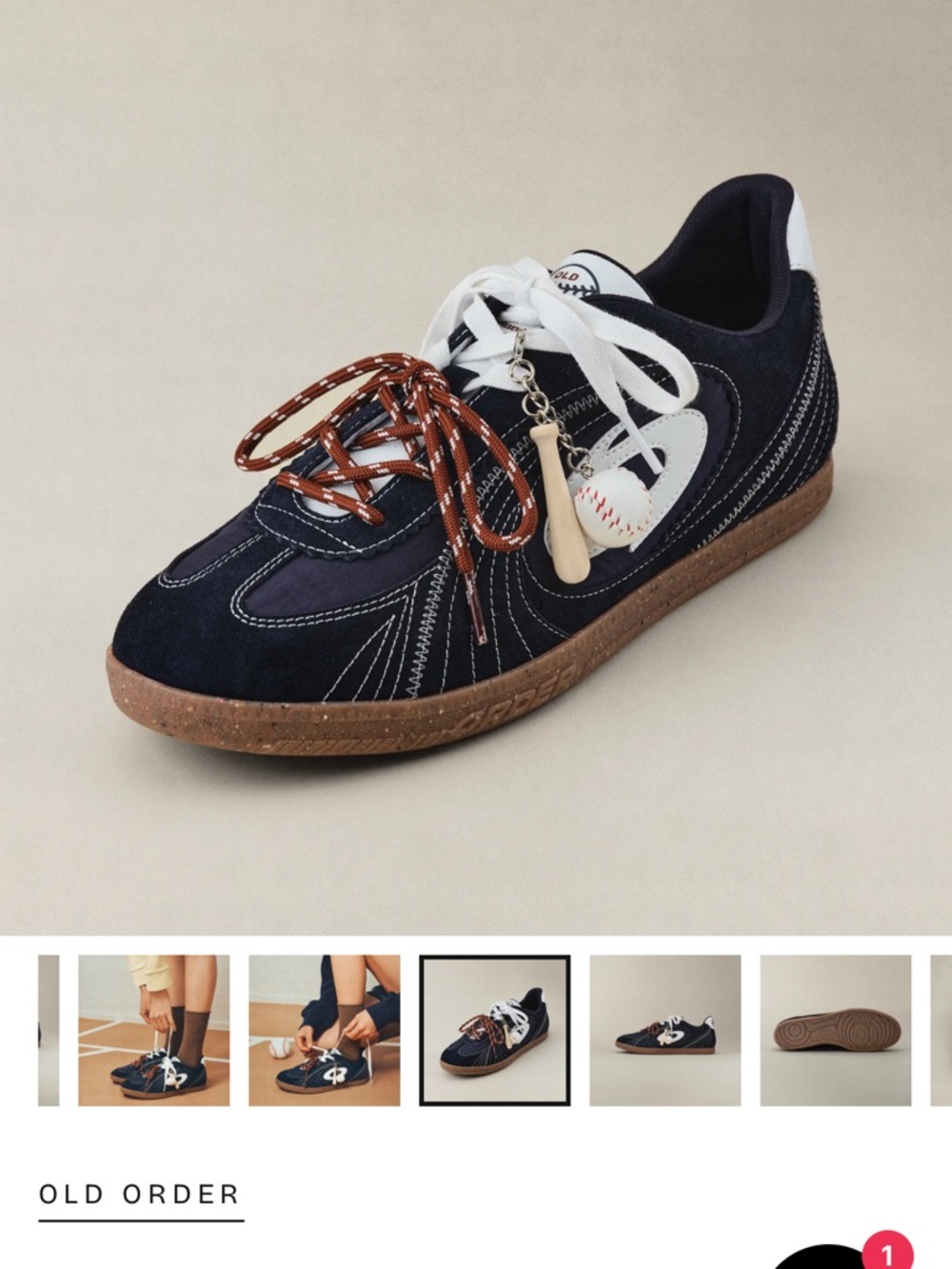 Navy Suede Women's Low-Top Sneaker with White Accents